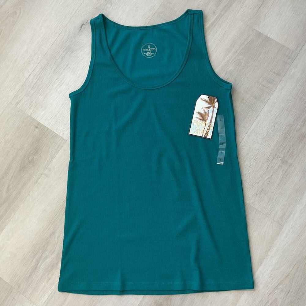NWT Womens Basic Tank Top Large Teal Blue